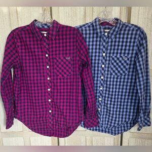 Lot Of 2 Vinyard Vines Womens Long Sleeve Button Up Shirts Size 0 Blue/Purple